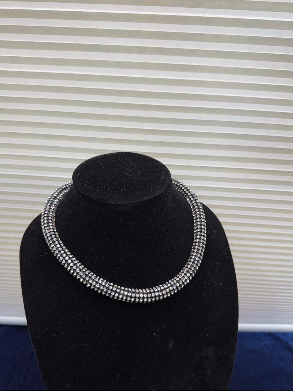 Vintage Saks Fifth Avenu Mesh Crystal Choker Necklace